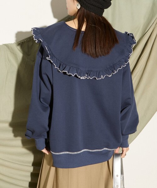 HELLO.SANFRANCISCO(ハローサンフランシスコ)の「【HELLO.SANFRANCISCO】ビックカラー襟付きスウェット(Tシャツ/カットソー・レディース・ネイビー/レッド/グレー/ライトグレー/チャコールグレー・ONE SIZE)」の12枚目の写真