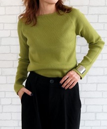 クルーリブニットトップス