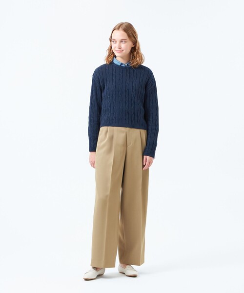MACKINTOSH PHILOSOPHY(マッキントッシュ フィロソフィー)の「クロップドケーブルニット(ニット/セーター・レディース・オレンジ/オフホワイト/ダークネイビー・38/36)」の5枚目の写真