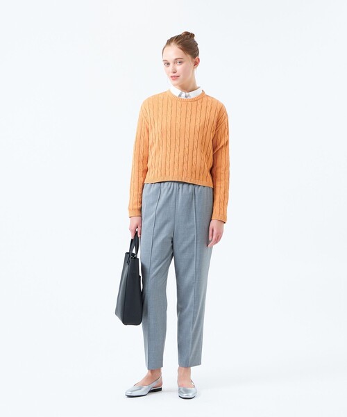 MACKINTOSH PHILOSOPHY(マッキントッシュ フィロソフィー)の「クロップドケーブルニット(ニット/セーター・レディース・オレンジ/オフホワイト/ダークネイビー・38/36)」の6枚目の写真