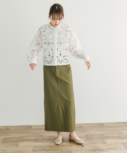 ITEMS URBANRESEARCH(アイテムズ アーバンリサーチ)の「コットンストレッチスカート(スカート・レディース・グレー/カーキ/ベージュ・FREE)」の4枚目の写真