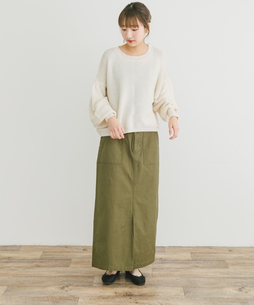 ITEMS URBANRESEARCH(アイテムズ アーバンリサーチ)の「コットンストレッチスカート(スカート・レディース・グレー/カーキ/ベージュ・FREE)」の10枚目の写真