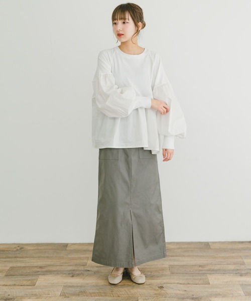 ITEMS URBANRESEARCH(アイテムズ アーバンリサーチ)の「コットンストレッチスカート(スカート・レディース・グレー/カーキ/ベージュ・FREE)」の13枚目の写真