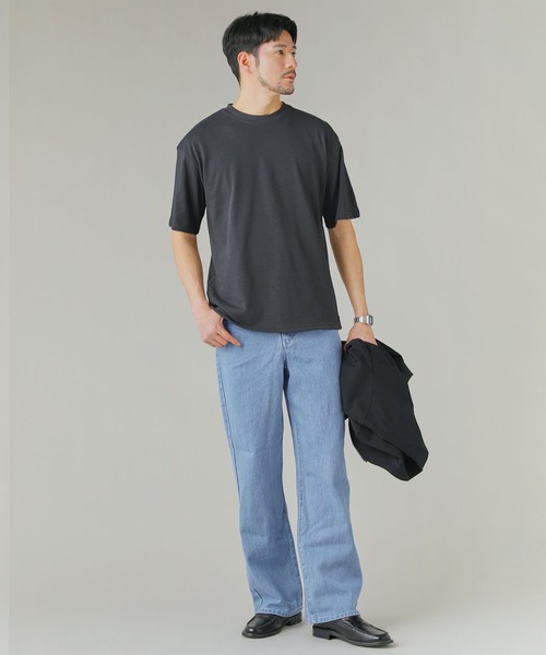 LIL VENDARS(リルヴェンダース)の「Buyer's Select/【接触冷感・吸水速乾・UVカット】ドローストリング半袖Tシャツ(Tシャツ/カットソー・メンズ・グレイッシュベージュ/オフホワイト/グレー/スミクロ/サックスブルー系・M/L/LL)」の12枚目の写真