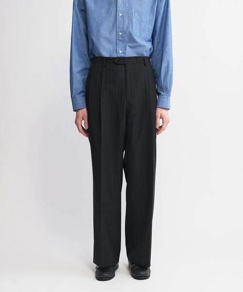 District（ディストリクト）の「＜District＞ トロピカル ストライプ ２プリーツ ワイドスラックス（スラックス・メンズ・ブラック・44/46/48/50）」の8枚目の写真