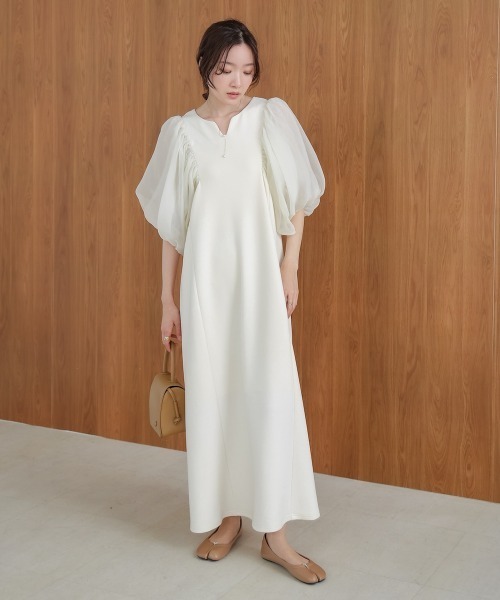 Bab(バブ)の「【S・Mサイズ展開】袖ボリュームポンチワンピース(ワンピース・レディース・アイボリー/ブラック・S/M)」の5枚目の写真