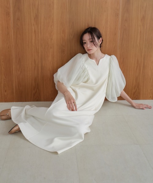 Bab(バブ)の「【S・Mサイズ展開】袖ボリュームポンチワンピース(ワンピース・レディース・アイボリー/ブラック・S/M)」の6枚目の写真