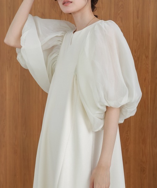 Bab(バブ)の「【S・Mサイズ展開】袖ボリュームポンチワンピース(ワンピース・レディース・アイボリー/ブラック・S/M)」の8枚目の写真