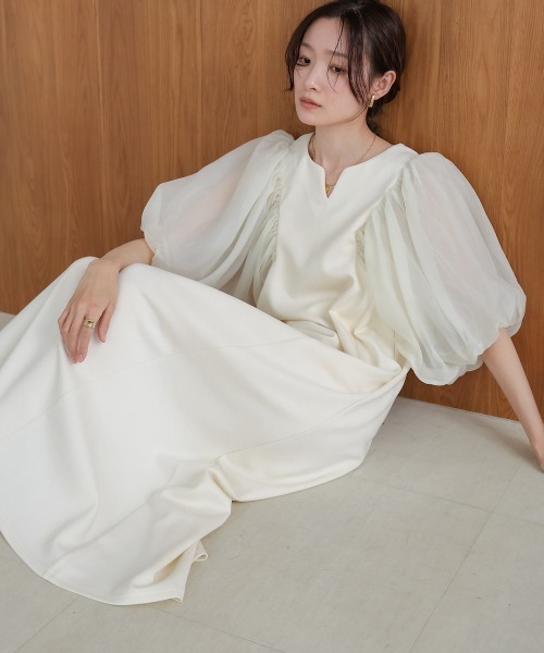 Bab(バブ)の「【S・Mサイズ展開】袖ボリュームポンチワンピース(ワンピース・レディース・アイボリー/ブラック・S/M)」の11枚目の写真