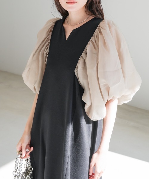 Bab(バブ)の「【S・Mサイズ展開】袖ボリュームポンチワンピース(ワンピース・レディース・アイボリー/ブラック・S/M)」の12枚目の写真