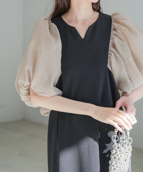Bab(バブ)の「【S・Mサイズ展開】袖ボリュームポンチワンピース(ワンピース・レディース・アイボリー/ブラック・S/M)」の13枚目の写真