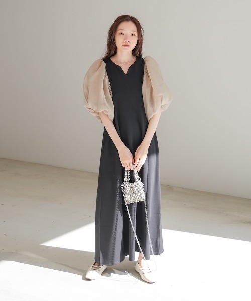 Bab(バブ)の「【S・Mサイズ展開】袖ボリュームポンチワンピース(ワンピース・レディース・アイボリー/ブラック・S/M)」の14枚目の写真