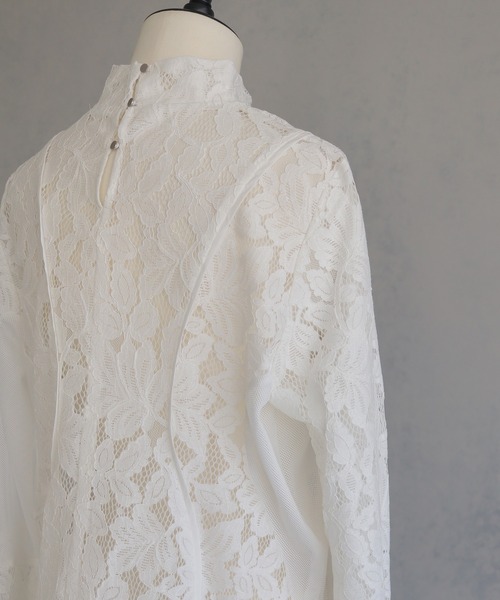 ブラウス シャツ 「＆g'aime」MIXレースカーブスイッチブラウス　MIX Lace Curved Switch Blouse レディース &g'aime】MIXレースカーブスイッチブラウス MIX Lace Curved