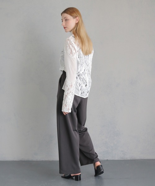 &g'aime(アンジェム)の「【&g'aime】MIXレースカーブスイッチブラウス MIX Lace Curved Switch Blouse(シャツ/ブラウス・レディース・ホワイト/ブラック・FREE)」の21枚目の写真