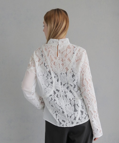 &g'aime(アンジェム)の「【&g'aime】MIXレースカーブスイッチブラウス MIX Lace Curved Switch Blouse(シャツ/ブラウス・レディース・ホワイト/ブラック・FREE)」の11枚目の写真