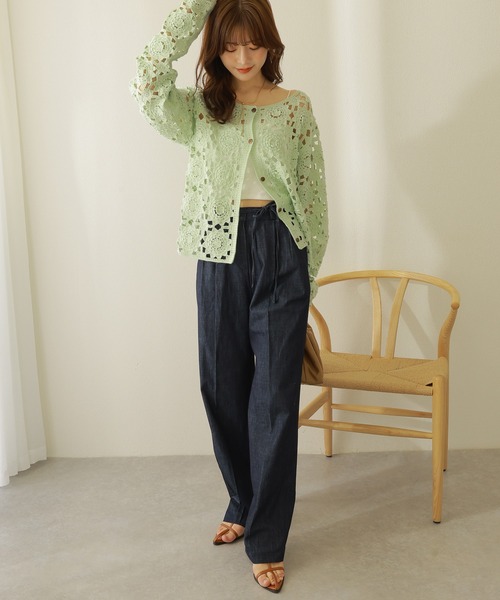 crochet knit cardigan /クロシェ かぎ編み 長袖 ニット