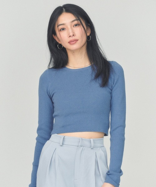BLUE×PALANG(ブルーパラン)の「【ZOZOTOWN限定カラー】SIMPLE SHORT KNIT(ニット/セーター・レディース・ダークブルー/ネイビー/ライトブルー/ロイヤルブルー・FREE)」の1枚目の写真