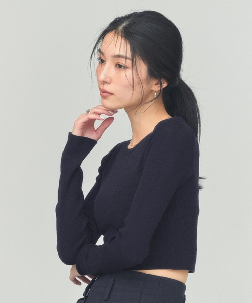 BLUE×PALANG(ブルーパラン)の「【ZOZOTOWN限定カラー】SIMPLE SHORT KNIT(ニット/セーター・レディース・ダークブルー/ネイビー/ライトブルー/ロイヤルブルー・FREE)」の17枚目の写真