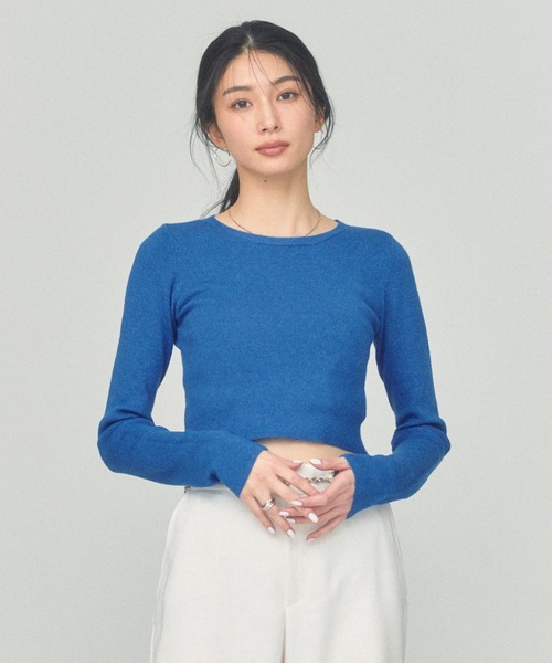 BLUE×PALANG(ブルーパラン)の「【ZOZOTOWN限定カラー】SIMPLE SHORT KNIT(ニット/セーター・レディース・ダークブルー/ネイビー/ライトブルー/ロイヤルブルー・FREE)」の22枚目の写真