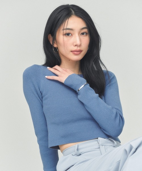 BLUE×PALANG(ブルーパラン)の「【ZOZOTOWN限定カラー】SIMPLE SHORT KNIT(ニット/セーター・レディース・ダークブルー/ネイビー/ライトブルー/ロイヤルブルー・FREE)」の7枚目の写真