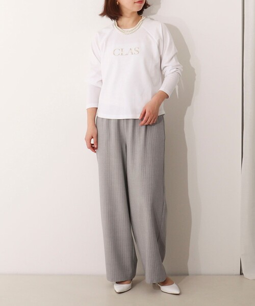 MICO COULIER（ミコクリエ）の「ポンチローマ ラグランスリーブロゴプリントT（Tシャツ/カットソー・レディース・オフホワイト/グレー・38）」の3枚目の写真