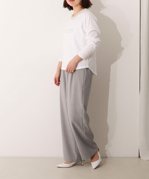 MICO COULIER（ミコクリエ）の「ポンチローマ ラグランスリーブロゴプリントT（Tシャツ/カットソー・レディース・オフホワイト/グレー・38）」の4枚目の写真