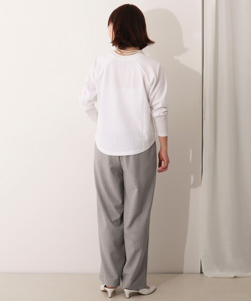 MICO COULIER（ミコクリエ）の「ポンチローマ ラグランスリーブロゴプリントT（Tシャツ/カットソー・レディース・オフホワイト/グレー・38）」の5枚目の写真