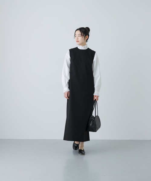 かぐれ　6分丈ストレートカットワンピース　ブラック かぐれ（カグレ）の「6分袖ストレートカットワンピース