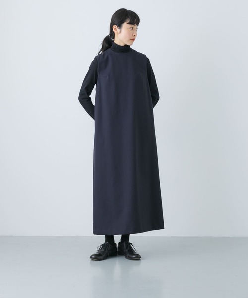 かぐれ　6分丈ストレートカットワンピース　ブラック かぐれ（カグレ）の「6分袖ストレートカットワンピース