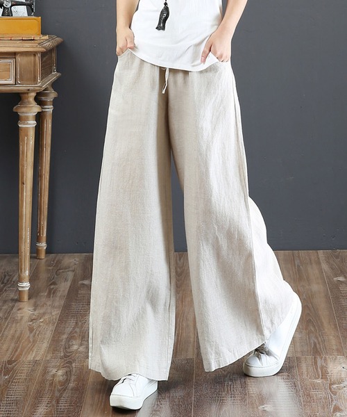 BLANC FICELLE(ブランフィセル)の「綿混 ワイドパンツ(その他パンツ・レディース・ブラック/グレー/ホワイト・M/L/XL)」の14枚目の写真