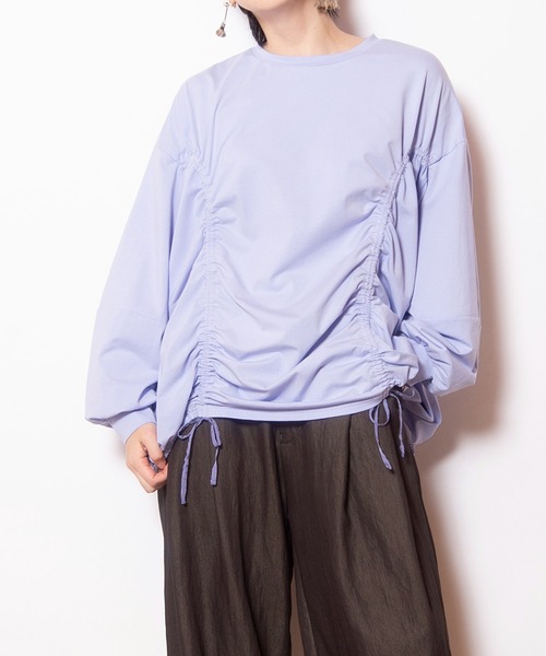 OSMOSIS(オズモーシス)の「ドローストリングTシャツ(Tシャツ/カットソー・レディース・ホワイト/グリーン/ライトパープル/ブラック・ONE SIZE)」の4枚目の写真