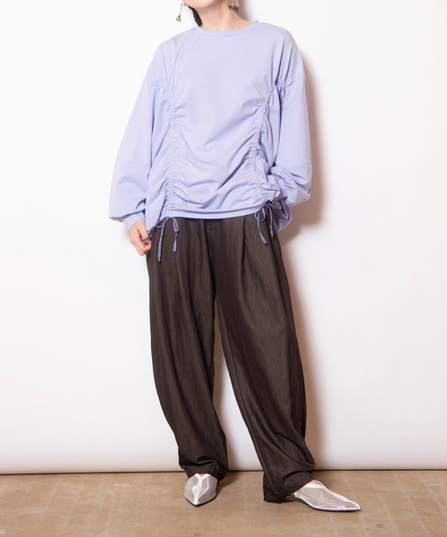OSMOSIS(オズモーシス)の「ドローストリングTシャツ(Tシャツ/カットソー・レディース・ホワイト/グリーン/ライトパープル/ブラック・ONE SIZE)」の11枚目の写真
