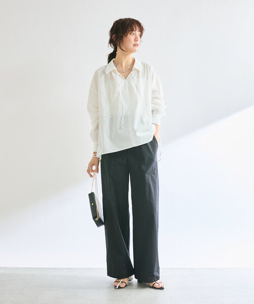 RIVE DROITE(リヴドロワ)の「【接触冷感】ドロストベイカーパンツ(その他パンツ・レディース・ブラック/ベージュ/カーキ・38/36)」の12枚目の写真