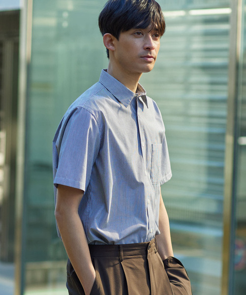 URBAN RESEARCH ROSSO MEN（アーバンリサーチロッソメン）の「『防シワ/防臭』『XLサイズあり』ハイパフォーマンスブロード半袖シャツ（シャツ/ブラウス・メンズ・ネイビー/チェック/ストライプ/カーキ/ライトブルー/ホワイト・SMALL/MEDIUM/LARGE/X-LARGE）」の17枚目の写真