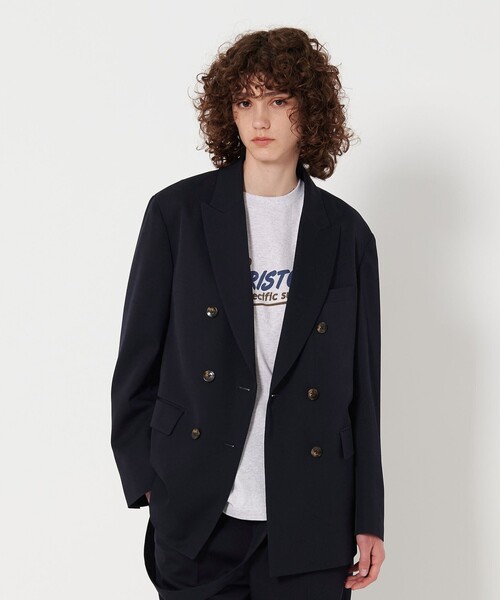 6(ROKU)ロク JACKET ネイビー ジャケット 34 6（ロク）の「＜6(ROKU)＞DOUBLE NAVY JACKET/ジャケット