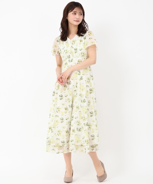 セール】2025春夏新作 水彩フラワードビードットワンピース