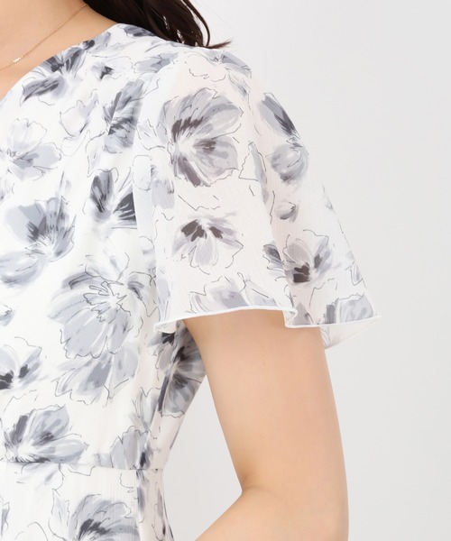 セール】2025春夏新作 水彩フラワードビードットワンピース