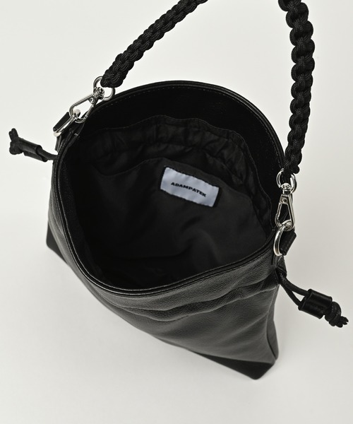 ADAMPATEK/new shrink leather drawstring mini bag/レザー巾着ミニ