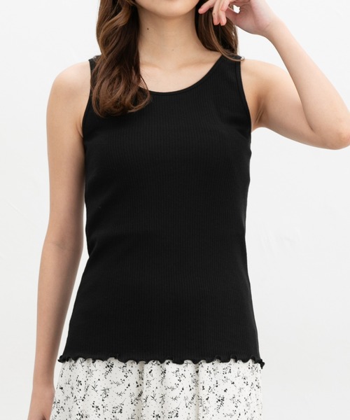 Honeys（ハニーズ）の「【ＵＶカット】メロー使いタンクトップ（タンクトップ・レディース・モカ/ピンク/ブラック/オフホワイト/ブルー・L/LL/M/S）」の2枚目の写真