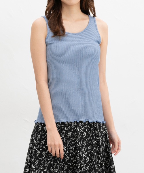 Honeys（ハニーズ）の「【ＵＶカット】メロー使いタンクトップ（タンクトップ・レディース・モカ/ピンク/ブラック/オフホワイト/ブルー・L/LL/M/S）」の15枚目の写真