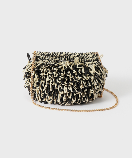 CATERINA BERTINI（カテリーナベルティーニ）の「Caterina Bertini/カテリーナベルティーニ ライフィアフリンジバッグ（ショルダーバッグ・レディース・ブラック・FREE）」の10枚目の写真