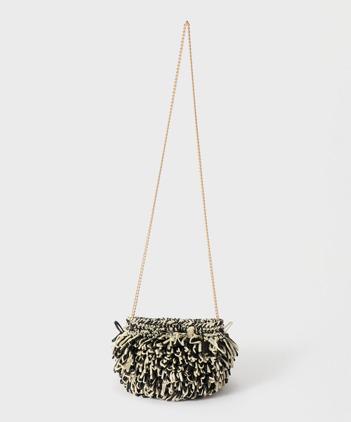 CATERINA BERTINI（カテリーナベルティーニ）の「Caterina Bertini/カテリーナベルティーニ ライフィアフリンジバッグ（ショルダーバッグ・レディース・ブラック・FREE）」の11枚目の写真