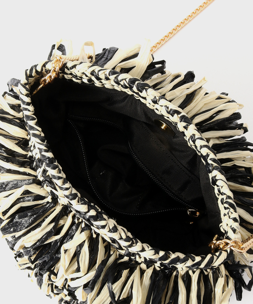 CATERINA BERTINI（カテリーナベルティーニ）の「Caterina Bertini/カテリーナベルティーニ ライフィアフリンジバッグ（ショルダーバッグ・レディース・ブラック・FREE）」の2枚目の写真