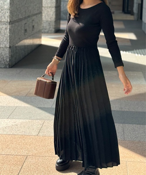 ST.ROONEY(セントルーニー)の「リブトッププリーツワンピース【低身長・小柄女性向け】(ワンピース・レディース・ブラック系その他/ブラック・XS)」の5枚目の写真