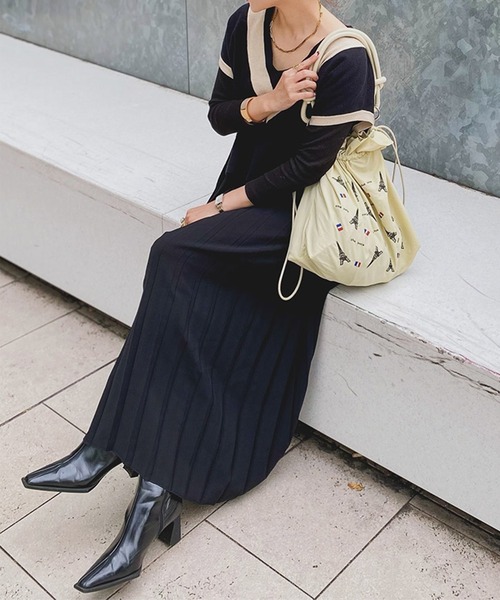 ST.ROONEY(セントルーニー)の「リブトッププリーツワンピース【低身長・小柄女性向け】(ワンピース・レディース・ブラック系その他/ブラック・XS)」の6枚目の写真