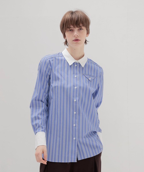 BAUM UND PFERDGARTEN(バウムウンドヘルガーデン)の「BAUM UND PFERDGARTEN / MEJRA(ストライプ柄シャツ 24084)(シャツ/ブラウス・レディース・ブルー・36)」の2枚目の写真