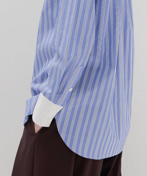 BAUM UND PFERDGARTEN(バウムウンドヘルガーデン)の「BAUM UND PFERDGARTEN / MEJRA(ストライプ柄シャツ 24084)(シャツ/ブラウス・レディース・ブルー・36)」の6枚目の写真