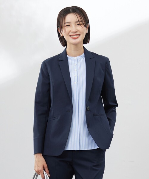 J.PRESS(ジェイプレス)の「【セットアップ対応・人気素材】コットンFITTY テーラード ジャケット(テーラードジャケット・レディース・ネイビー系/ベージュ系/ライトグレー系・T17/T15/T13)」の3枚目の写真