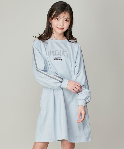 JENNI love（ジェニィラブ）の「【コットン100％】そでラインラグランTシャツワンピ（ワンピース・キッズ・サックスブルー/ブラック/チャコールグレー・160cm/150cm/140cm/130cm）」の3枚目の写真