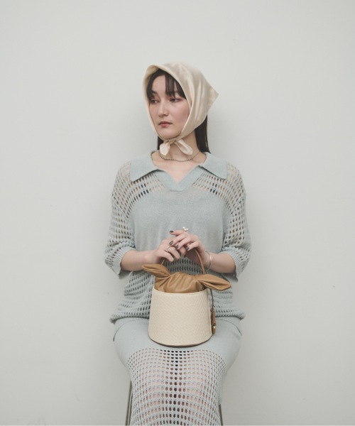 Lutim by u(ルチバイユー)の「Ribbon basket bag / リボンバスケットバック(ハンドバッグ・レディース・ナチュラル/ブラック・FREE)」の5枚目の写真